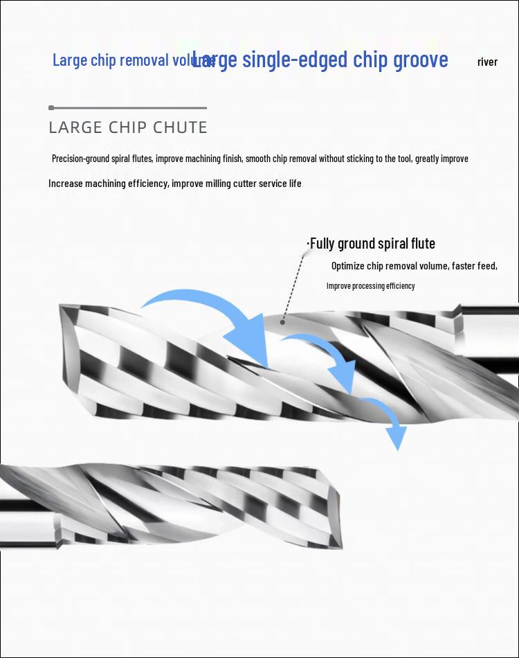 Hocheffizienter 55HRC Einzahn-Aluminium-CNC-Fräser