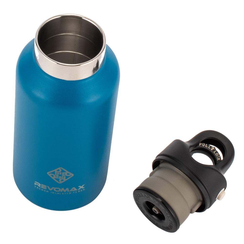 REVOMAX 2 Nerezová ocel Voda Udržuje horkou nebo studenou vodu Vhodná pro perlivou láhev na šperky, 355 ml, Izolovaná na jeden dotek, Horká, Voda, Modrá,