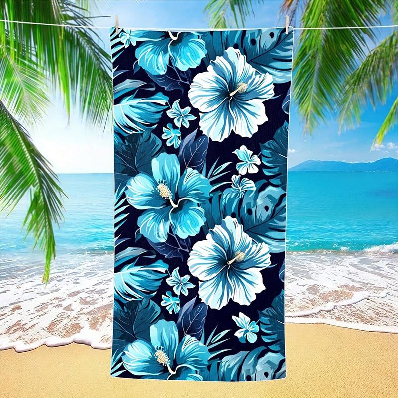 

Tropical Blue Floral Beach Towel Summer Paradise Swim Pool Cover-Up W30*H60(CM)