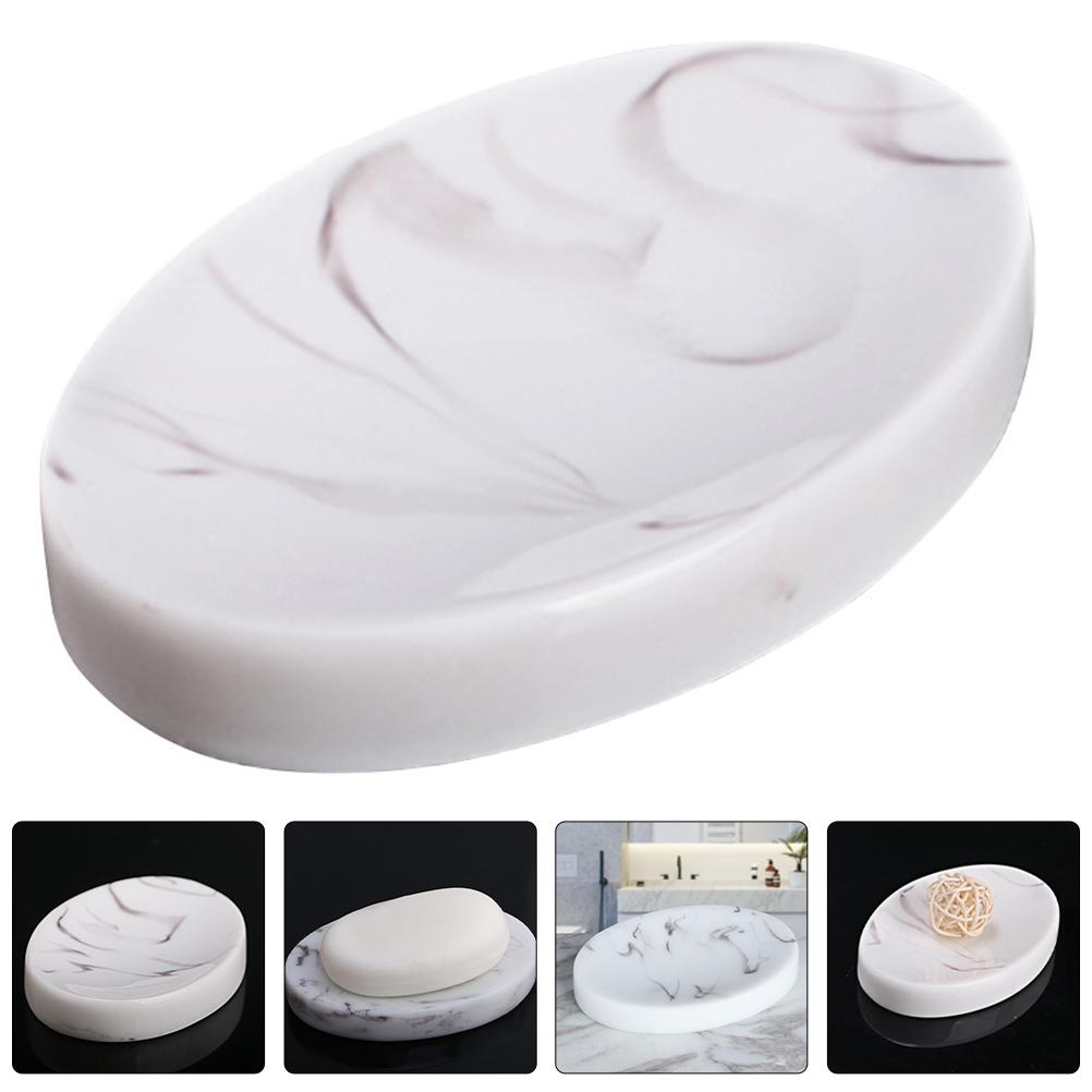 Resin Marble Pattern Soap Dish Soap Tray Bathroom Holder Decorative Bar Container Portable Dishes White Modern