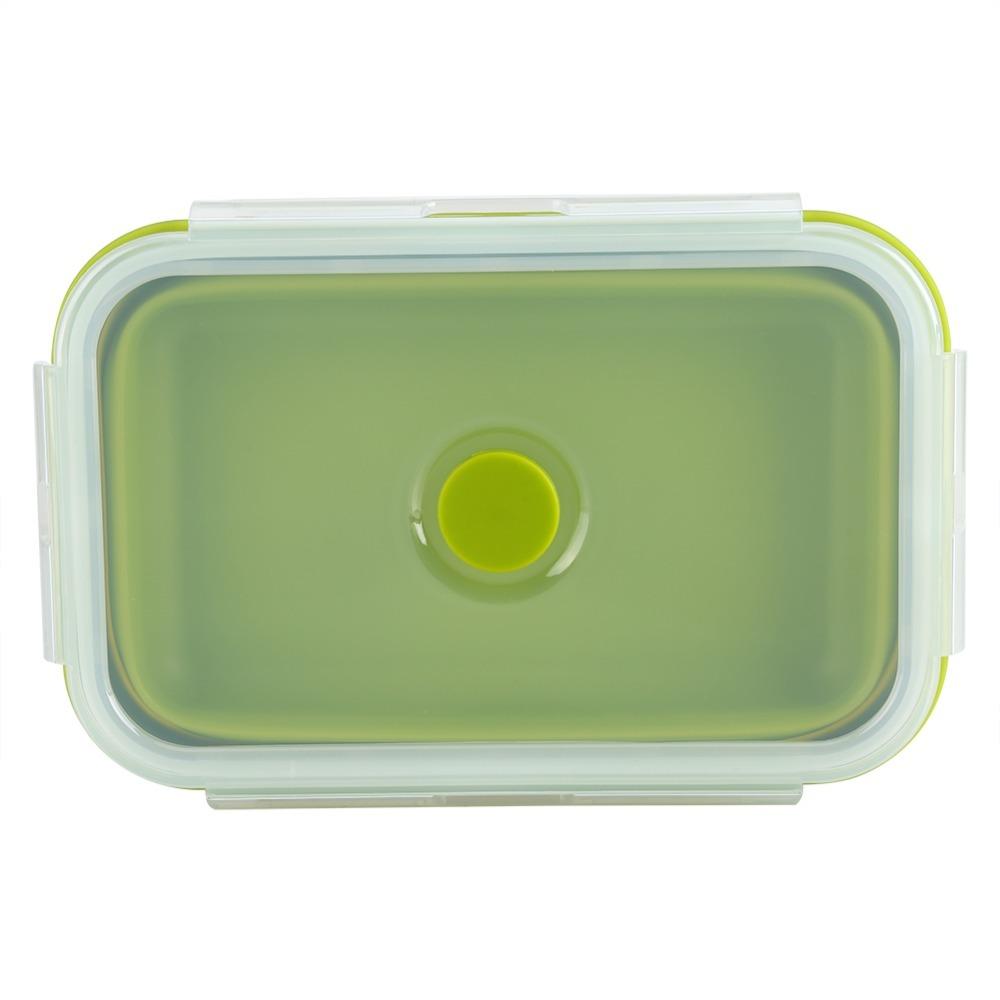 Clip-On Lid Collapsible Lunch Box 800ml Silicone Lunchbox Portable Storage Bowl For Outdoor Travel
