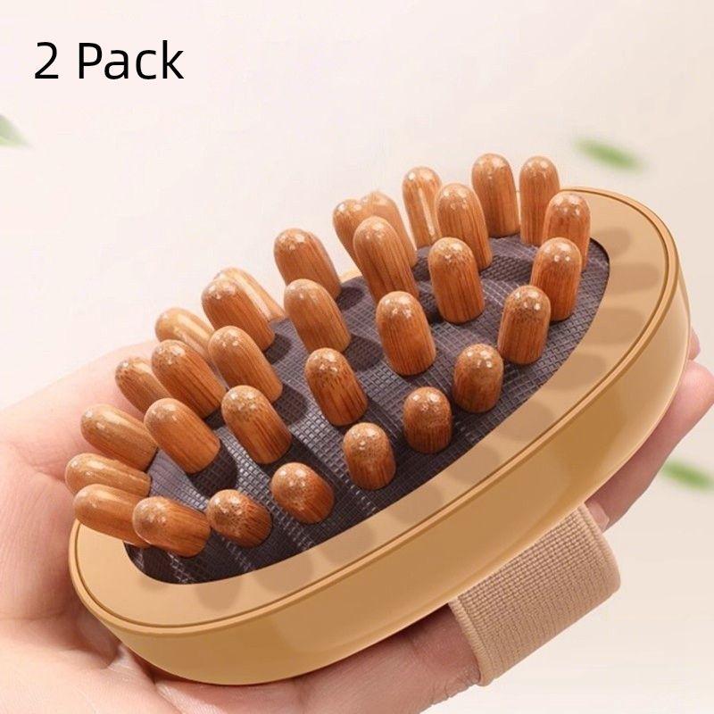 Massage Comb Suitable for the Whole Body, Compatible with Various Essential Oils, Abdominal and Belly Massager, Beech Wood Multi-Tooth Massage Tool Beech Wood Air Cushion Meridian Brush [2 Pack]