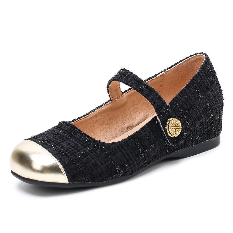 Spring and Autumn new women's shoes inner height increase shallow mouth single shoes retro Mary Jane shoes