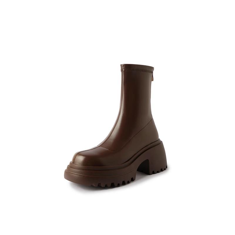 Fashion Platform High Heel Women Ankle Boots Fashion Thick Bottom Elastic Slim Female Short Booties
