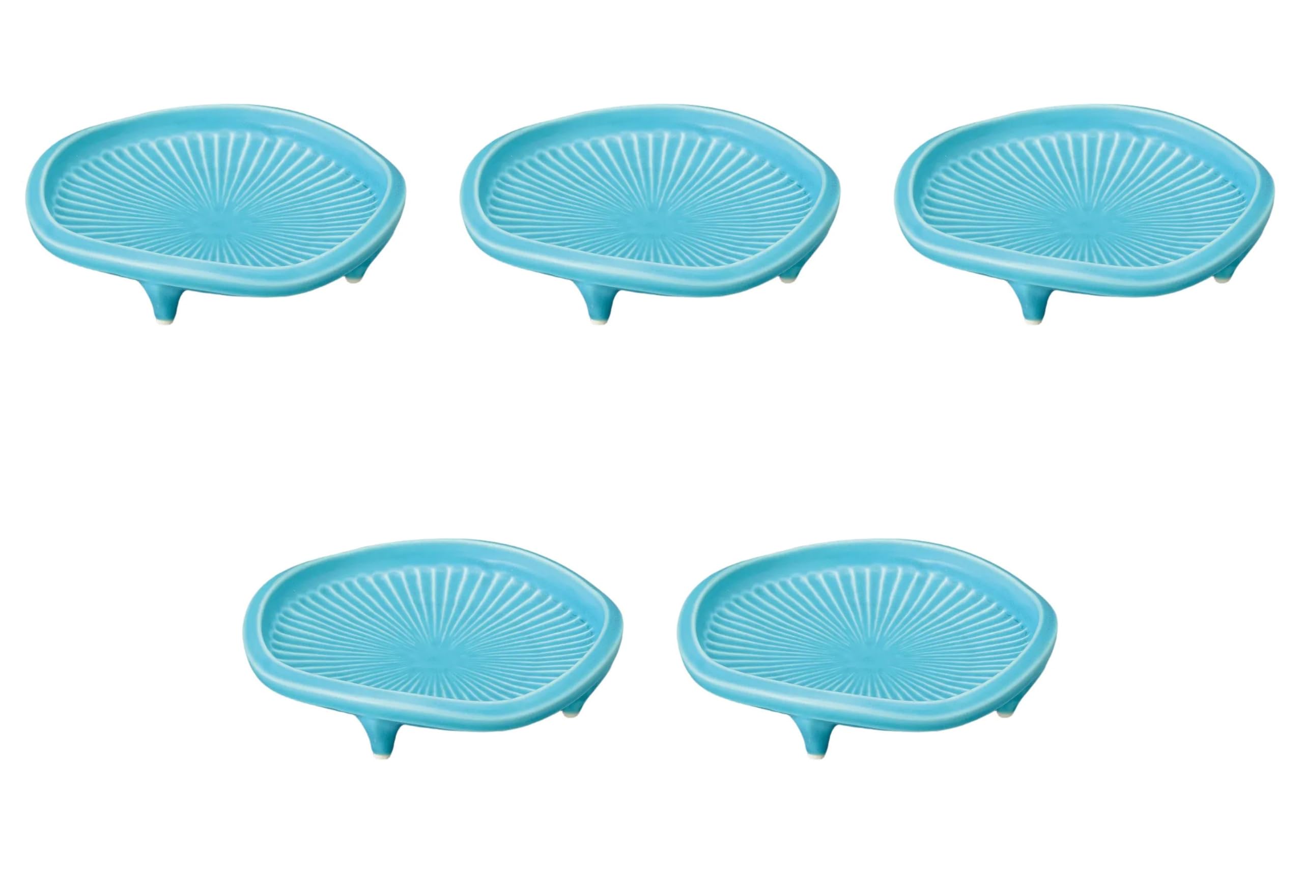 

Набор из 5 матовых резных хризантем турецкого голубого цвета x Setomonohonpo Четырехногий Мукодзуке [17,5 4 см] Мукодзуке бирюзовый