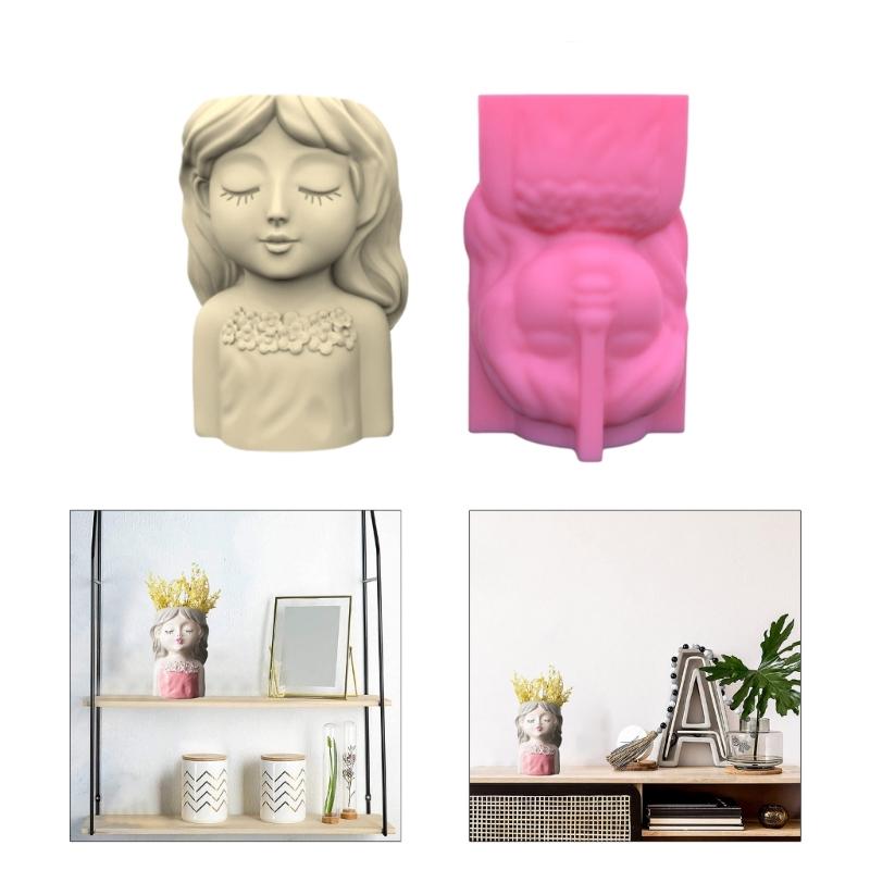 Pot à Crayons Mignon Fille Pot à Succulentes Moule en Silicone pour Décoration DIY