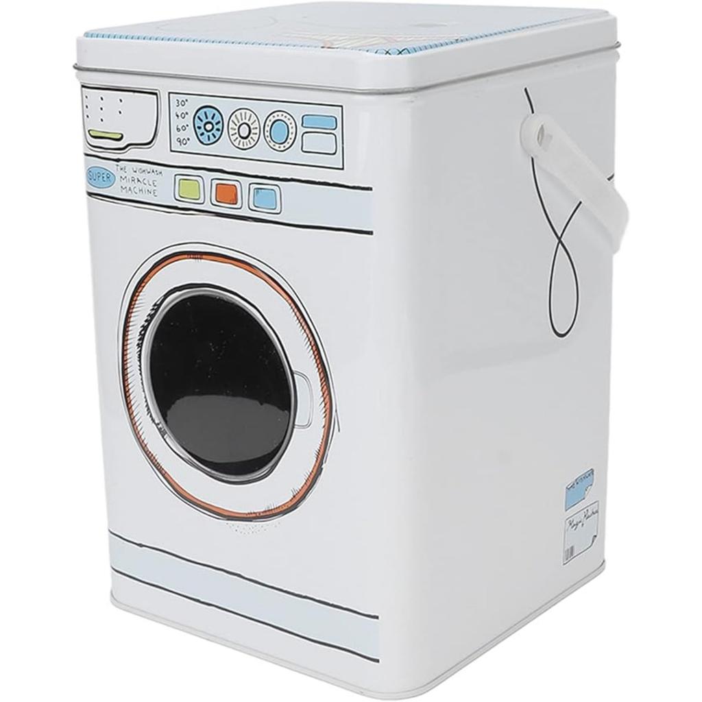 Laundry Powder Bin,Metal Washing Machine Shape Laundry Powder Bin Ideal for Holding Pods Tablets Detergent