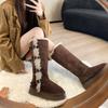 Metal Buckle Platform Snow Boots Winter New Round Head Bull Suede Platform Tall Shoes