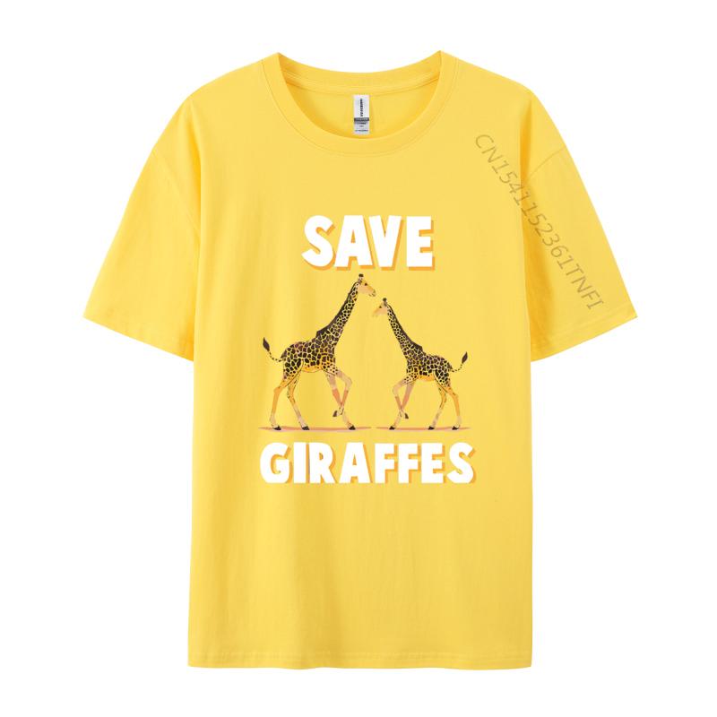 Save The Giraffes Safari Conservation TShirt Custom Funny Men Tops Tees Custom Cotton Black Graphic T Shirts