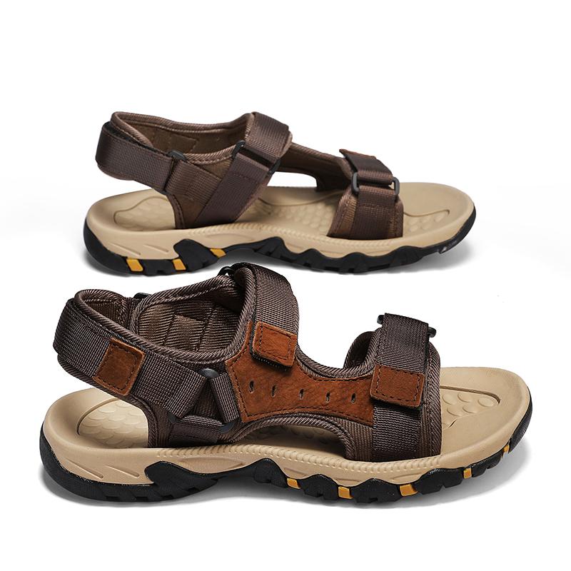 Summer Men's Genuine Leather Sandals Outdoor Roman Sandals Beach Anti Slip Casual Lightweight Open Toe Boys' Sports Sandals
