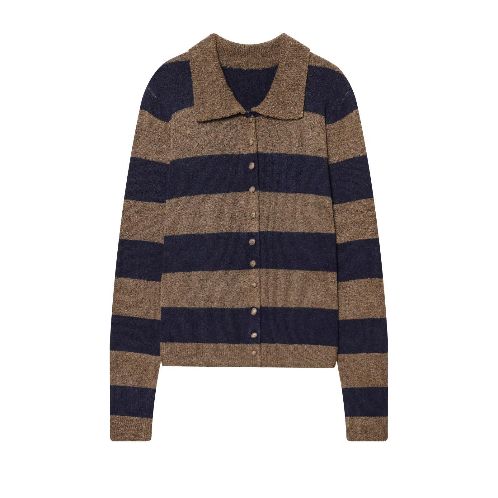 European and American style, new women s clothing, foreign style, fashionable casual striped knitted jacket 3653113 S