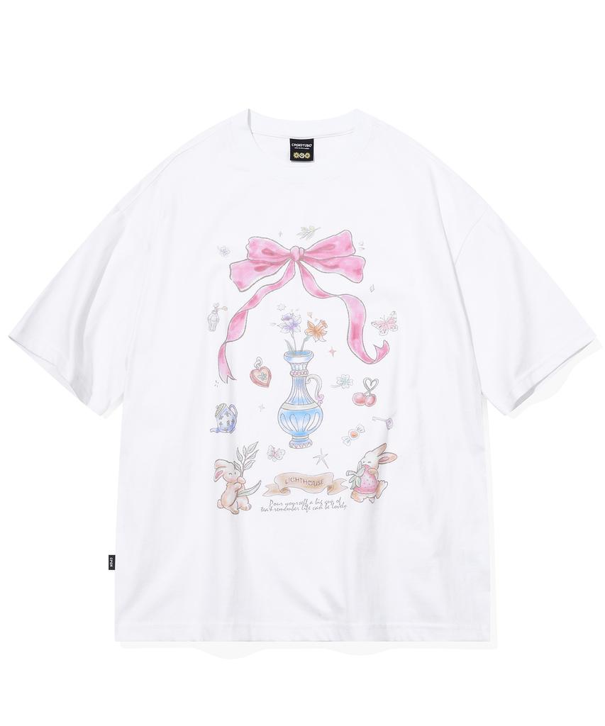 CPGN STUDIO Dtp Ribbon Flower Short Sleeve T-Shirt White