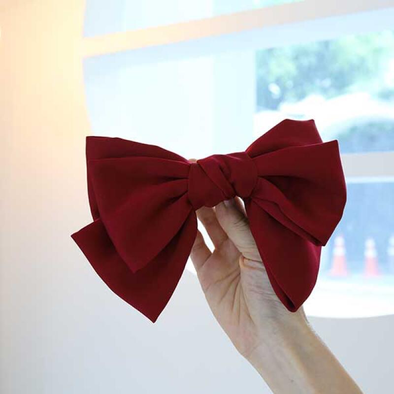 Satin ribbon hairpin 6 colors Royal Ribbon Hairpin - Black