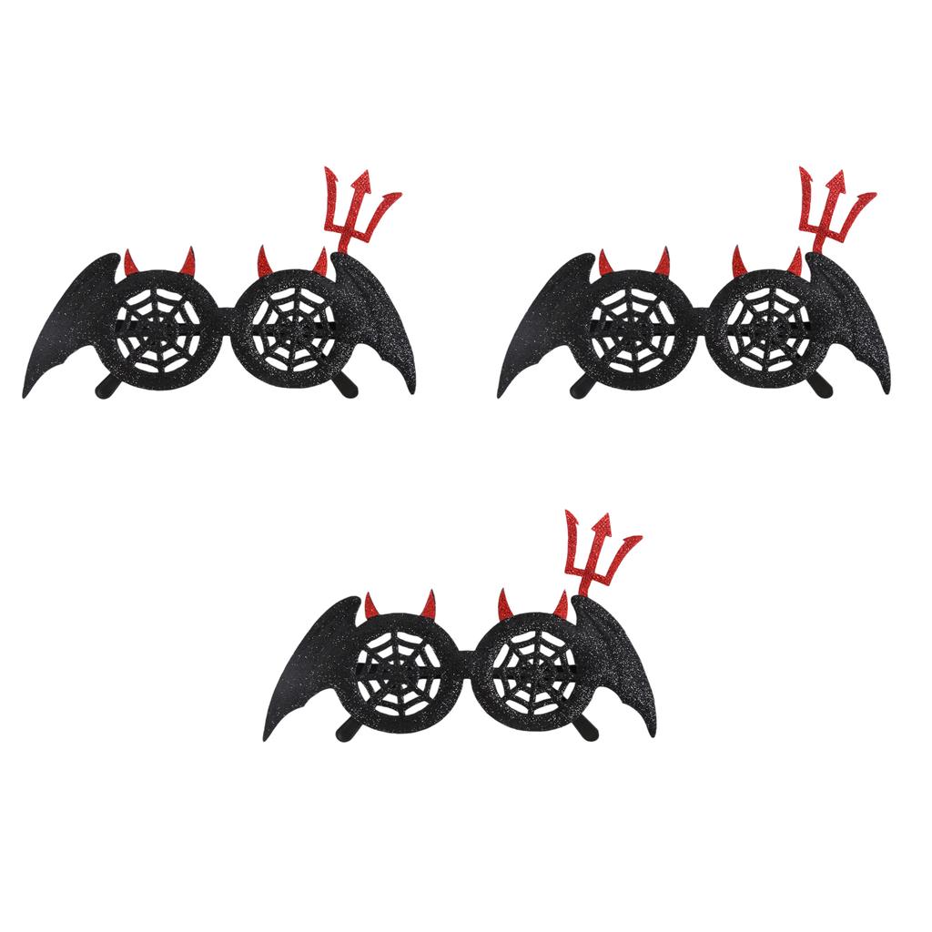 3pcs Halloween Glasses Set Pumpkin Bat Skeleton Costume Accessories Plastic Frame Party Decoration Eyewear