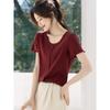 Women's Casual Ruffle Edge Short Sleeve T-Shirt