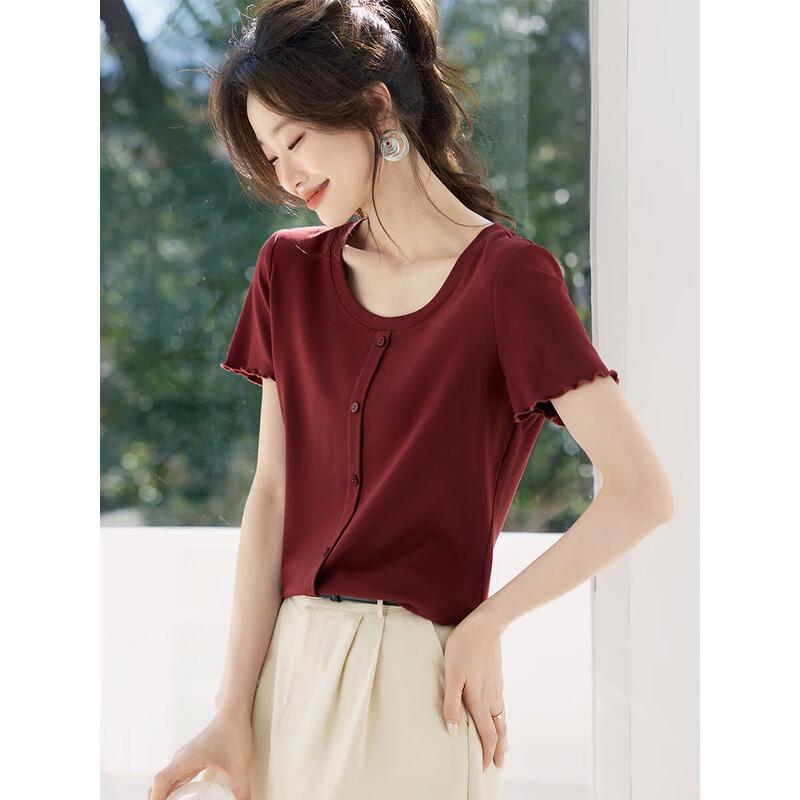 Women's Casual Ruffle Edge Short Sleeve T-Shirt