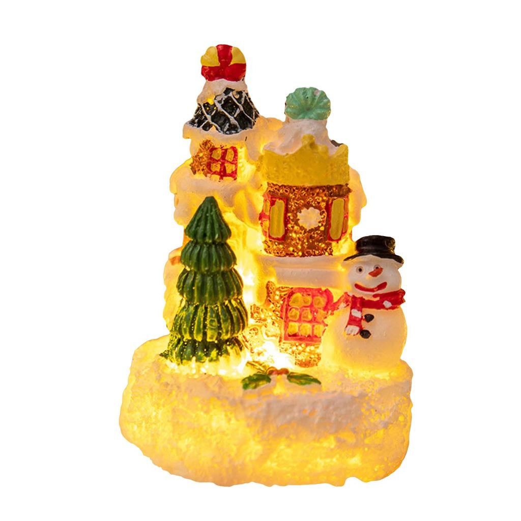 Christmas Home Decorative Miniature Figurine Winter Village Resin Mini Statues For Christmas Party Accessories Gifts