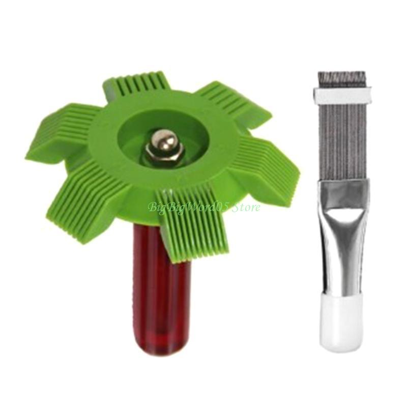 24TE 2pcs/set Air Conditioning Cleaning Comb Radiator Evaporator Fin Straightener Cleaner Brush Tool