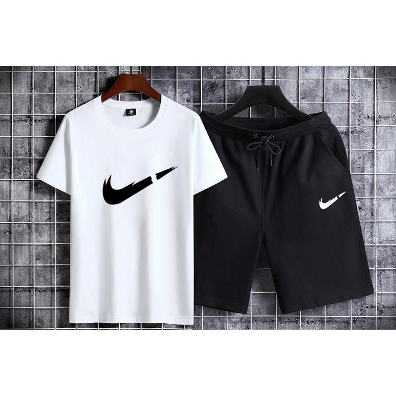 

Мужской летний хлопковый комплект из шорт и футболки - Дышащий, Влагоотводящий, Модный принт, Свободный крой, Спортивная одежда из 2 предметов L