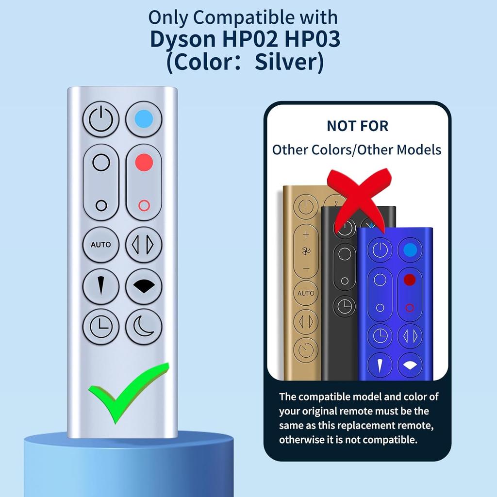 New Replacement HP02 HP03 Remote Control for Dyson HP02 HP03 Pure +Cool Link Air Purifier Tower Fan (Color: Silver)