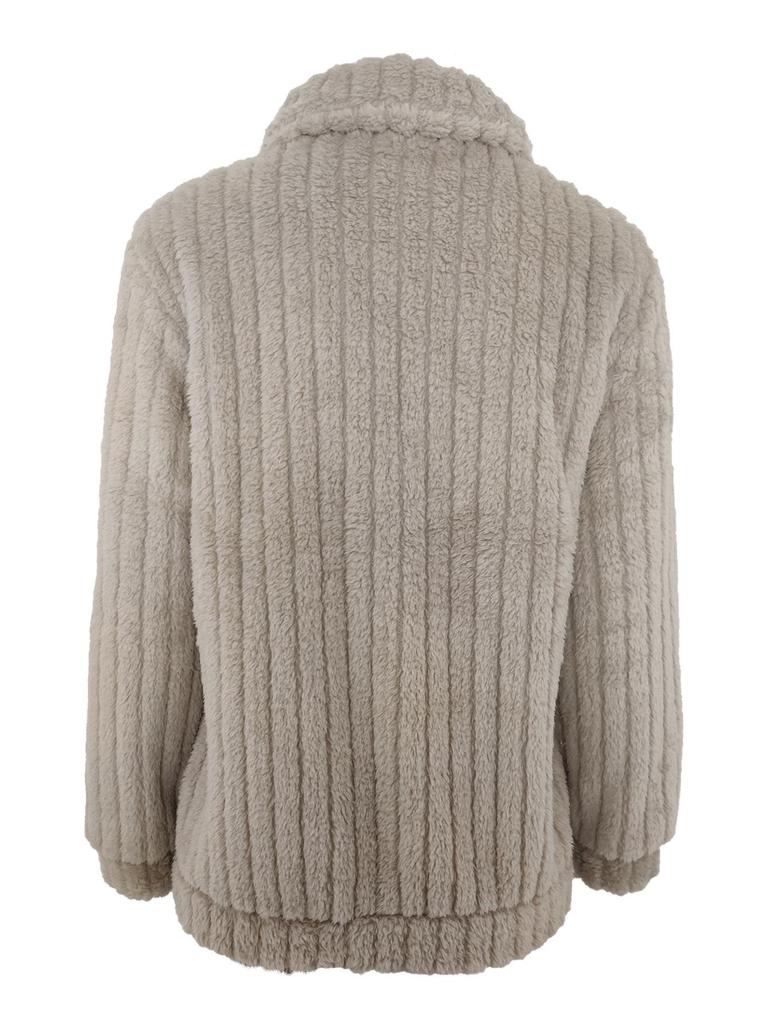 Women's Plush Lapel Short Cardigan Jacket - Autumn/Winter 2023