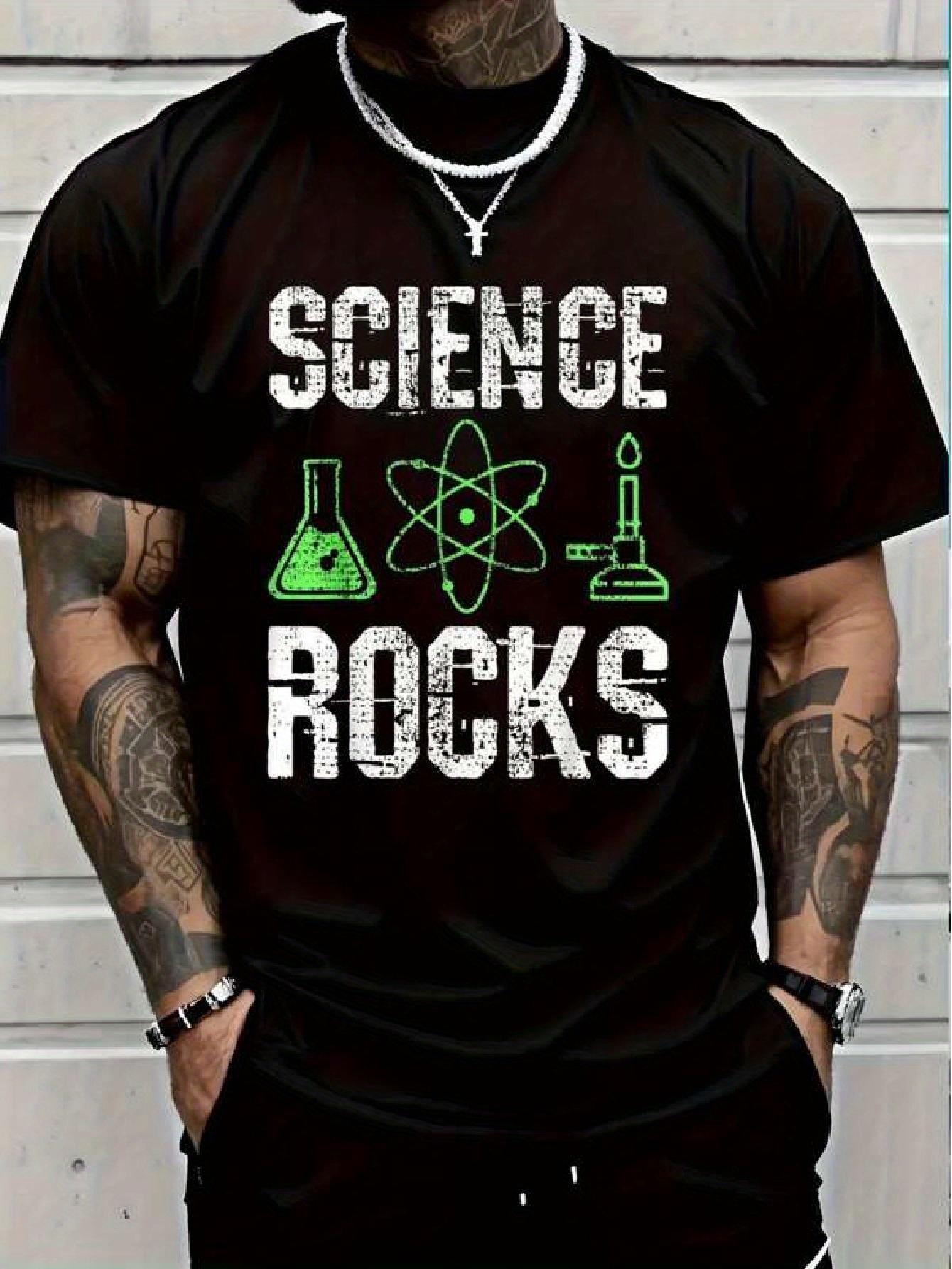 Science Rocks Distressed Graphic Cotton T-shirt for Men & Women - Biologist Chemistry Physics Teacher Gift M