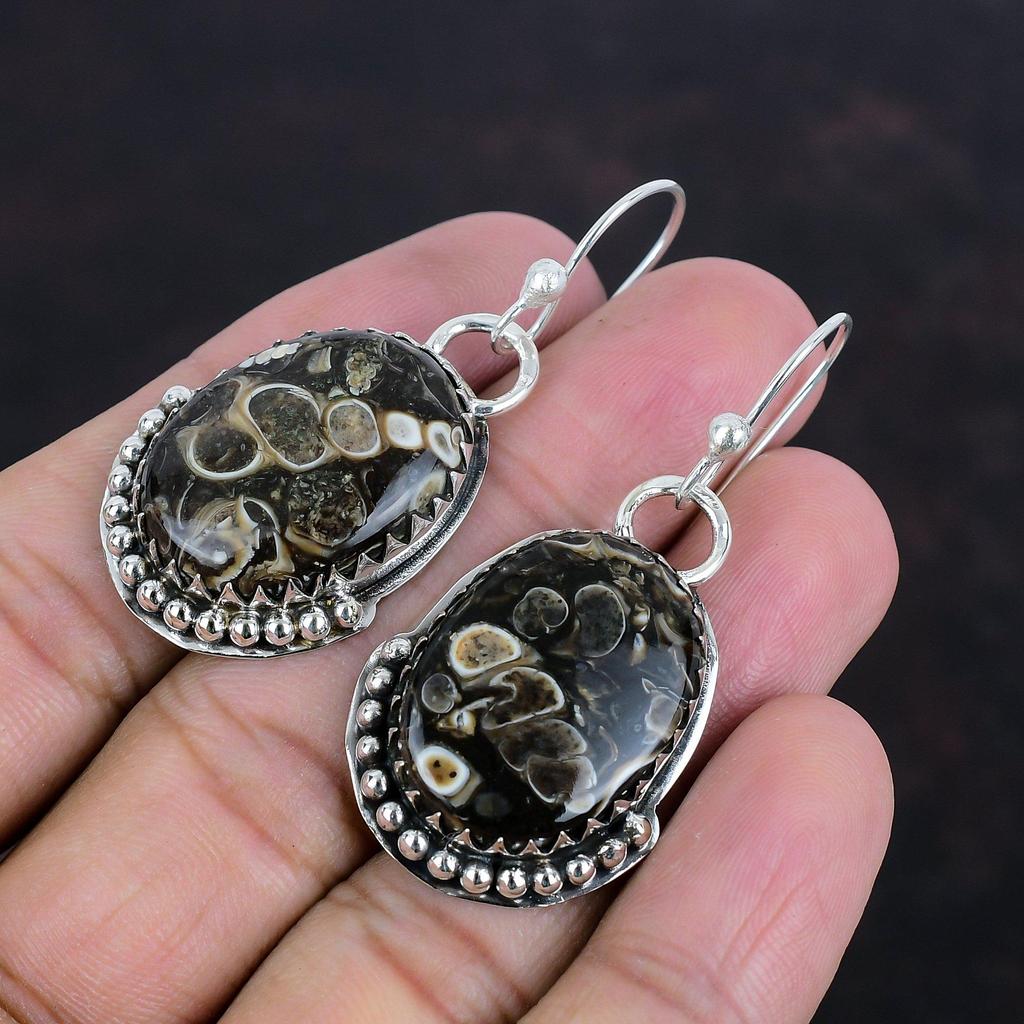 Turritella Agate Earring Gemstone Earrings 925 Sterling Silver Earring Healing Stone Earring Handmade Jewelry Gifts For Wife Stylish Earring