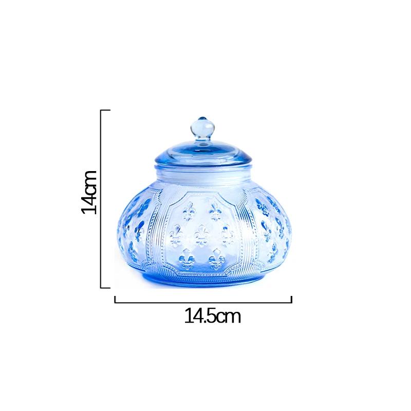 Relief Pattern Glass Storage Jar Tea Coffee Tins Bottle Home Kitchen Retro Snack Candy Jar Storage Container Kitchen Accessories