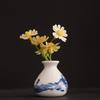 Small Blue and White Porcelains Vase, Mini Chinoiserie Bud Vase, Vintage Ceramic Oriental Handmade Chinese Flower Jardiniere for Home Office Shelf
