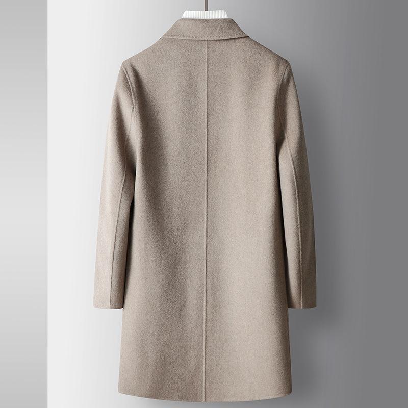 Handmade Double-Sided Woolen Men's Coat Autumn Winter Mid To Long Length Youth Light Luxury Business Wool Windbreaker Jacket