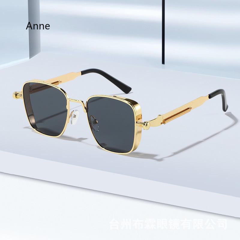 Nuovi Occhiali da Sole Steampunk Metallici Boxy Retrò alla Moda e Personalizzati con Aste a Molla Occhiali Resistenti ai Raggi UV Lenti UV400 Occhiali