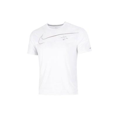 Sporttraining T-Shirt mit großem Logo, atmungsaktiv, schnelltrocknend, Rundhalsausschnitt, kurze Ärmel, Herren-Tops, Weiß DM4812-100