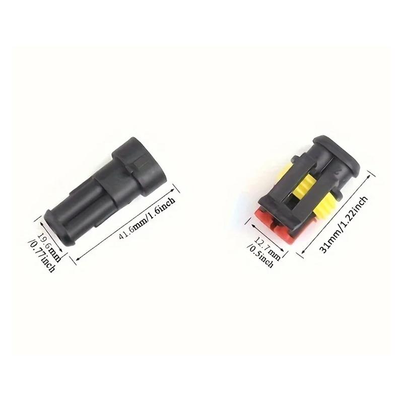 2 Pairs 2 Pin Way Sealed Waterproof Electrical Wire Connector Plug Car Auto Sets