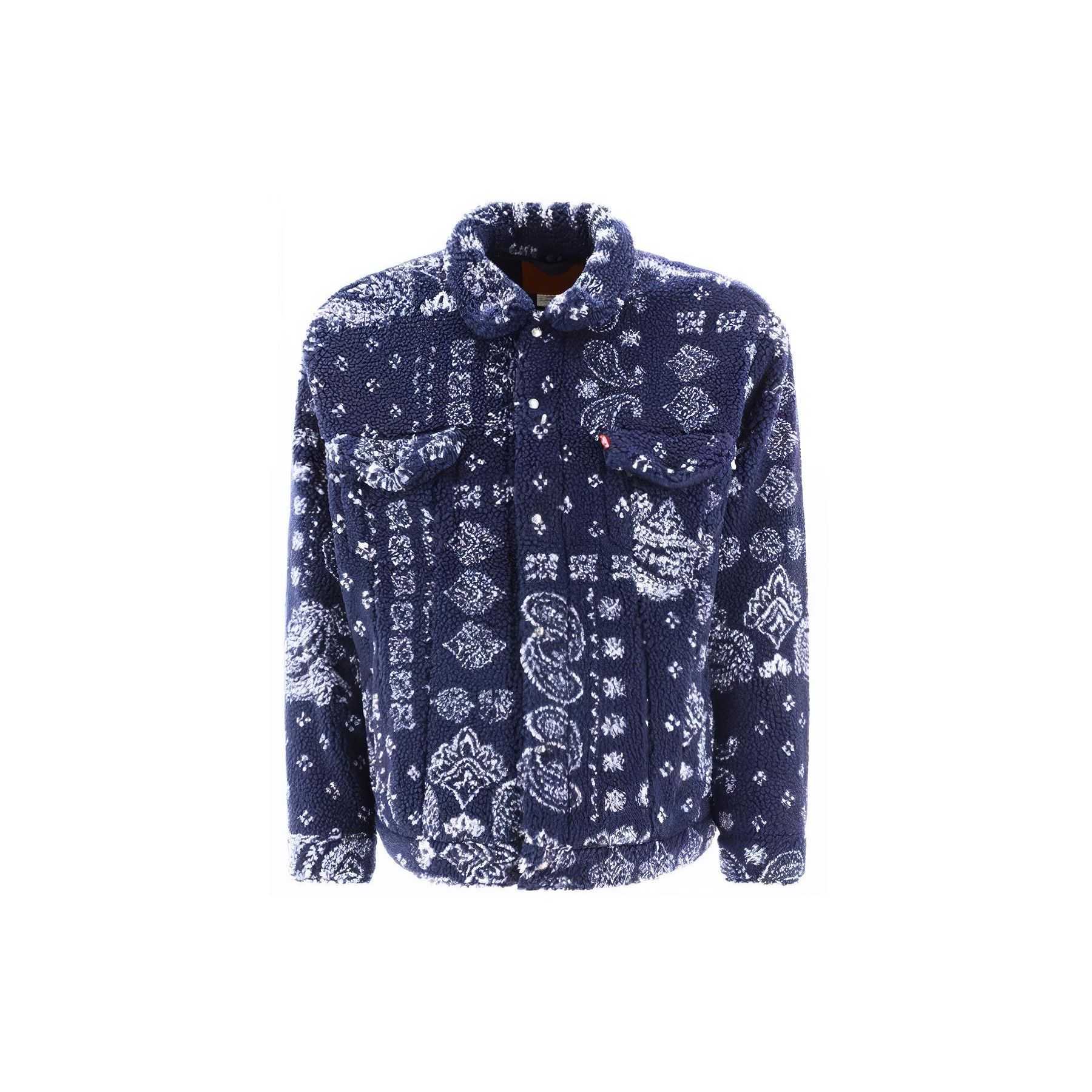 

Куртка-тракер Levis New Relaxed Fit Sherpa с полным принтом, длинным рукавом и застежкой-молнией, мужская куртка, синяя A5785-0001 XS