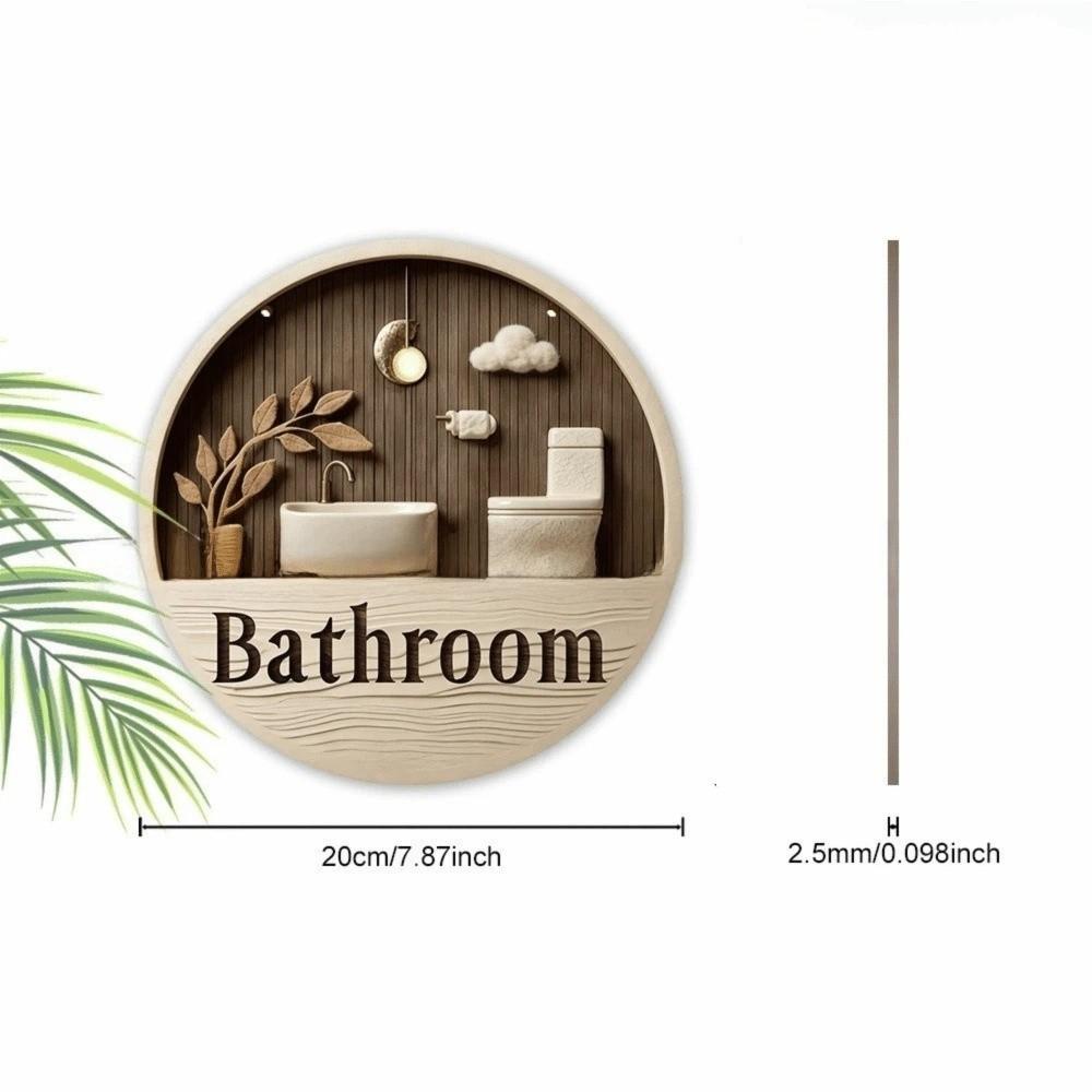 Ornament Bathroom Sign Plate 2D Flat Circle Decorative Plaque  Group Living Area