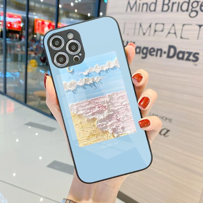 Husă de Telefon Pictură Artă 3D Pentru IPhone 14 13 12 11 Pro Max X XR XS 8 7 Plus Husă Colorată din Sticlă Lichidă