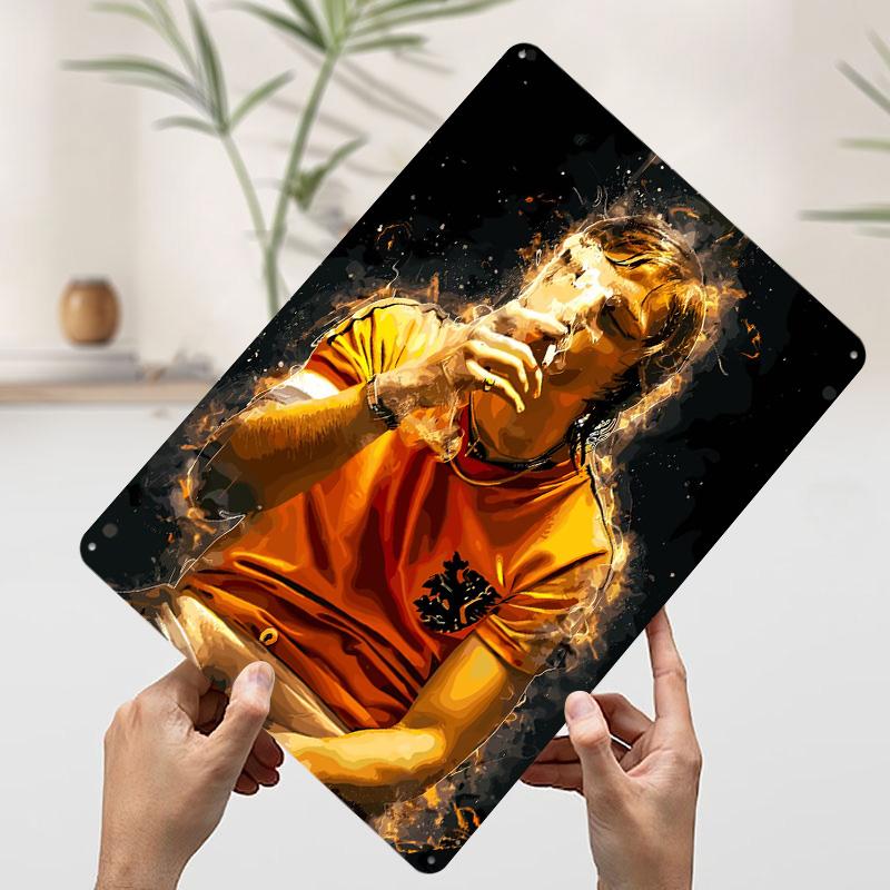 Johan Cruyff Art Metal Poster Customized Wall Art Retro Vintage Tinplate Signs for Man Cave Bedroom Decoration Room Accessories 20x30cm(7.8x11.8inch)