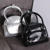 PU Leather PU Bowling Bag Makeup Bag Boston Bag Elegant Silver Handbag  Travel