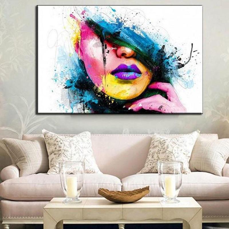 Stunning Modern Wall Art Oil Painting On Canvas Woman Face For Chic Room Decor