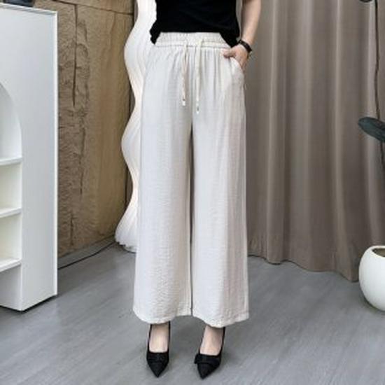 

Summer Women s High Waist Cropped Wide Leg Pants: Casual, Loose, Thin, Drawstring Style for Mid-Aged. 3XL (120-135 jin)