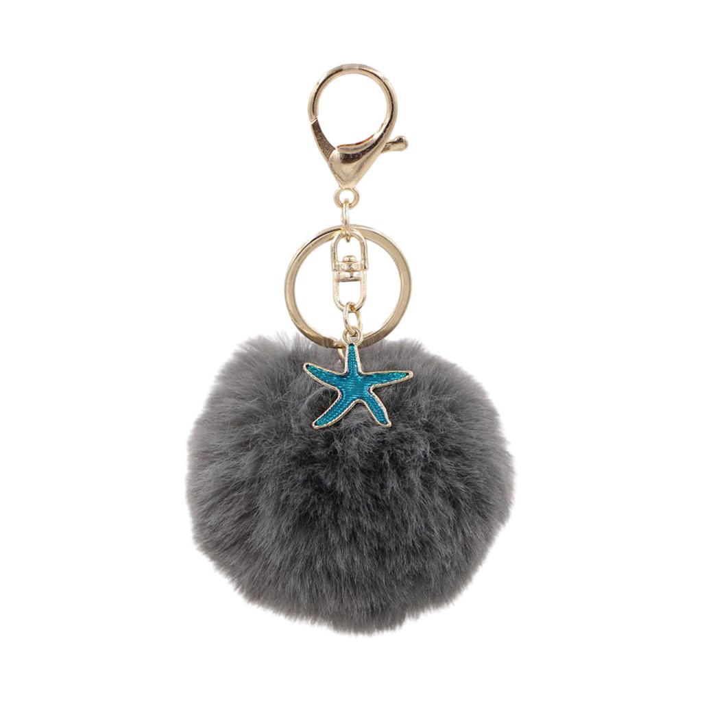 Soft Plush Starfish Keychain Accessory Durable Starfish Furry Sphere Keychain Key Chain Accessory for Fashion Lovers