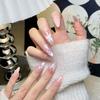 Women INS‑Style Press‑On Nails Handcrafted Finished Hand‑Painted Watercolor Floral‑Butterfly False Nail Tips
