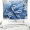 1pc Blue Floral Tapestry - Polyester fabric, machine washable, suitable for living room and bedroom decoration, easy to install