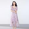 JOY SPEAKER Women's Printed High-Waisted Square Neck Midi Dress