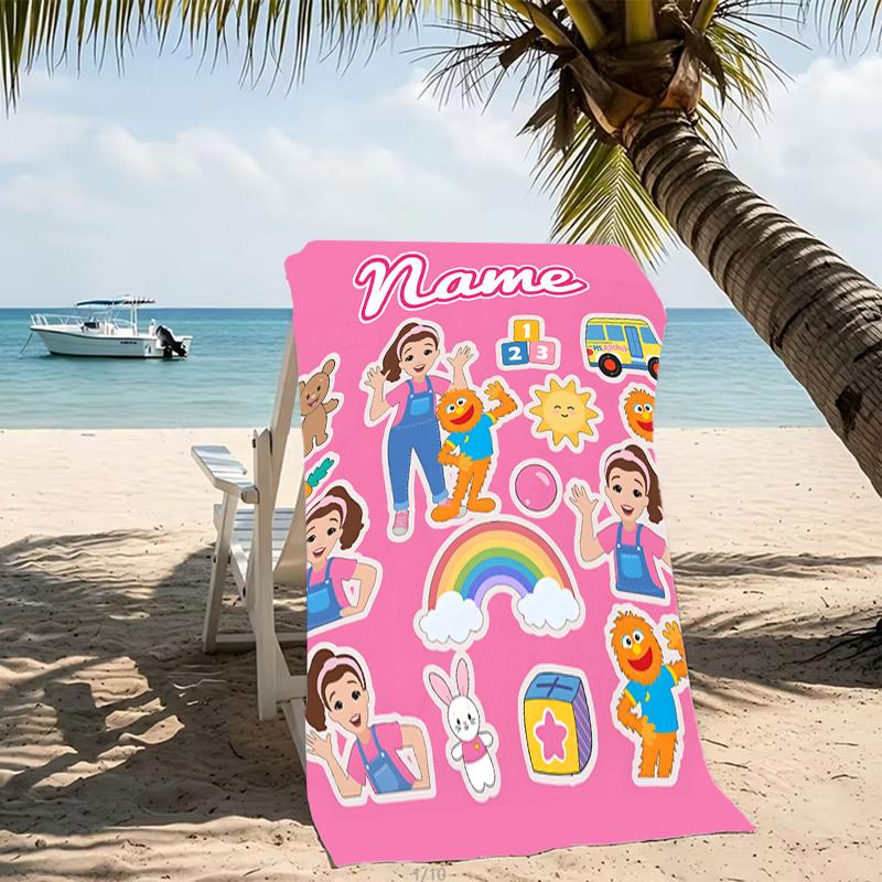 Customizable personalized beach towels Ms. Rachel themed designs.Suitable for the beach, yoga, sports;ideal as beach accessories