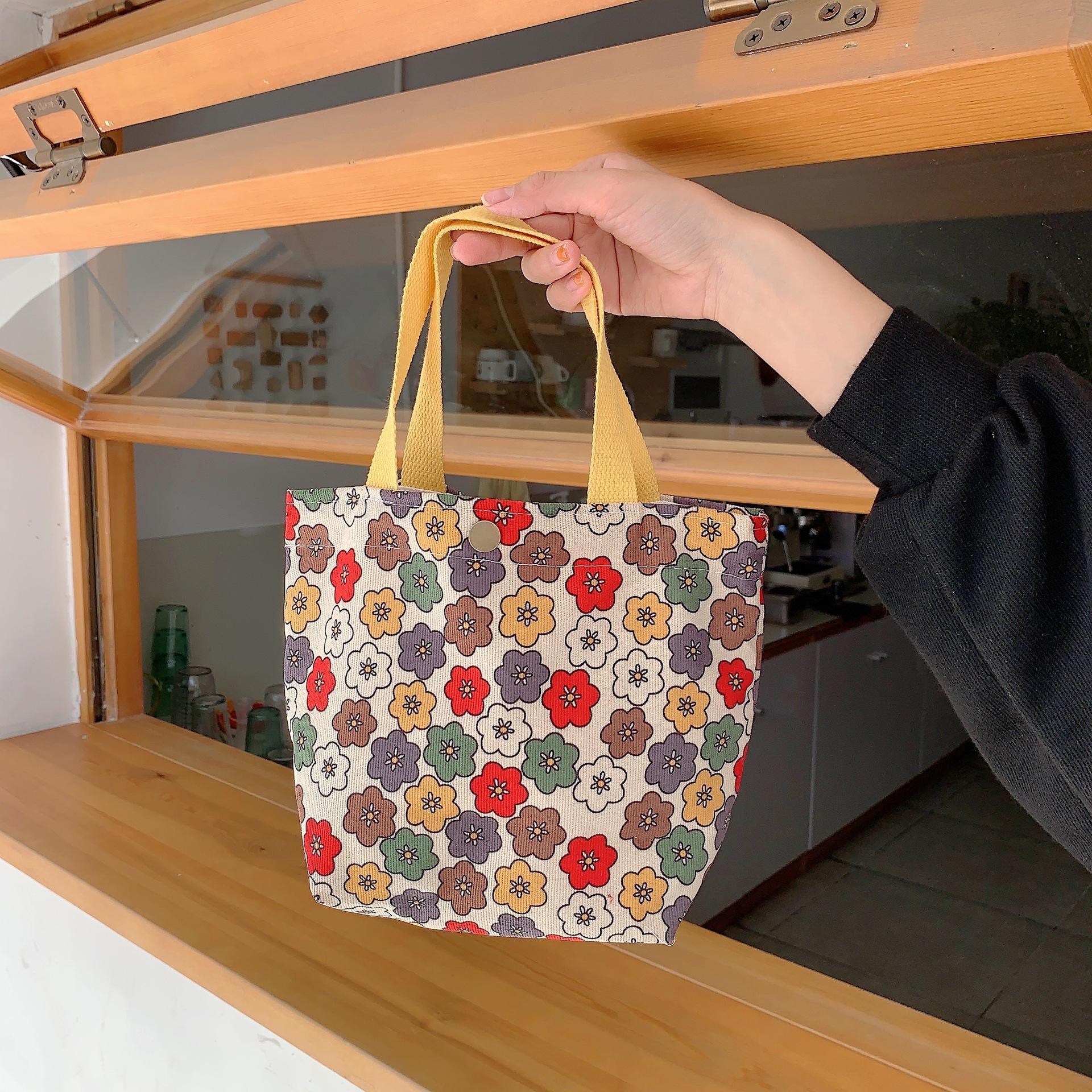 

Вельветова ретро мила ручна сумка для роботи портативна бенто сумка для студентів