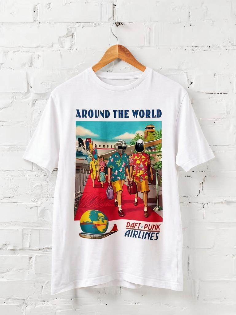 

2026 New Model Daft Punk Band Around The World Sand All Size Unisexs Shirt Unisexs Tshirts Y2k Clothes Unisex Y2k Clothes Unisex L