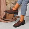 Plus Size 2026 British Style Women's Suede Loafers - Thick Sole, Flat Slip-on, Comfortable & Versatile Casual Shoes