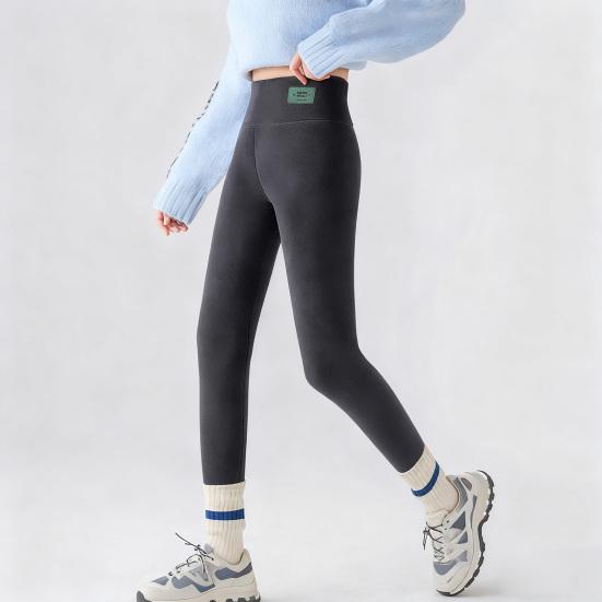 Winter Leggings High-Waisted Slim Cut Warm Lambswool Fabric Lining Bottom Pants Cold Weather Resistance Women Pants