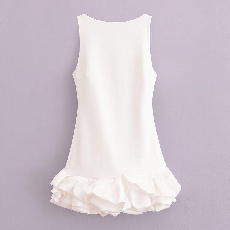 Dress, European and American Cross-Border Wholesale, New Spring and Summer Women s Clothing, White Sleeveless Short Pleated Dress, Women s Clothing White XS